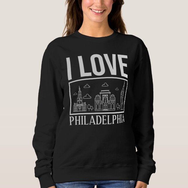 Camiseta Philadelphia Pennsylvania City Skyline Map Travel (Frente)