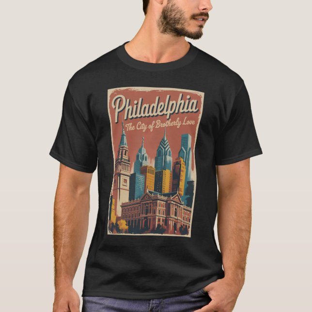 Camiseta Philadelphia Pennsylvania Illustration Travel Art (Frente)