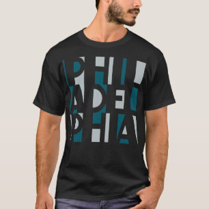 CAMISETA PHILADELPHIA SILVER MIDNIGHT GREEN WORD ART PHILLY
