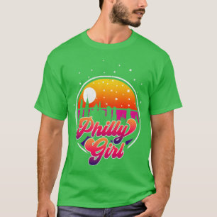Camiseta PhilGirl Retro Sunset City Skyline Souvenir Dis