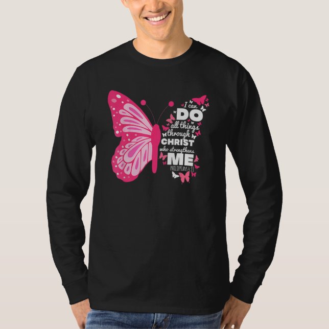 Camiseta Philippians 413 Butterfly Cristo Verse Relig (Frente)