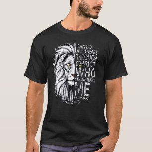 Camiseta Philippians 413 Christian Bíblia Verse Lion Men Hu