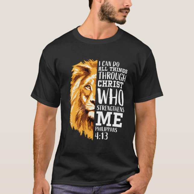 Camiseta Philippians 413 Christian Verse Lion (Frente)