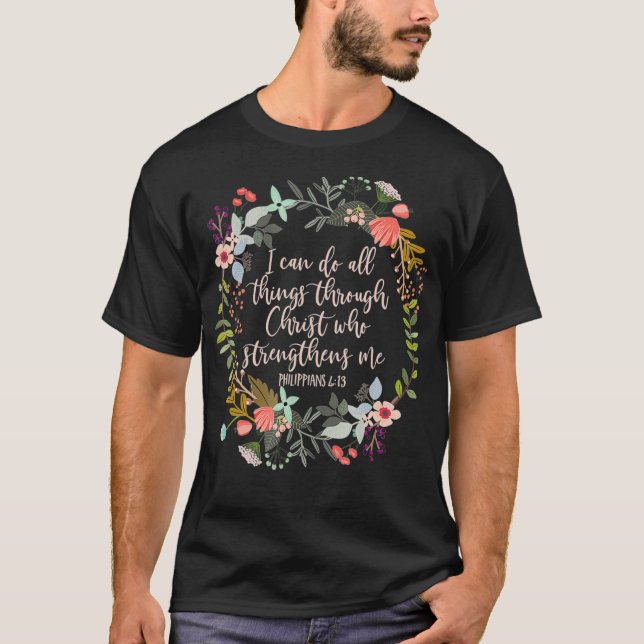 Camiseta Philippians 413 Scripture  Floral  (Frente)