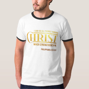 Camiseta Philippians 4:13 Bíblia Verse KJV Cotação Mens Rin