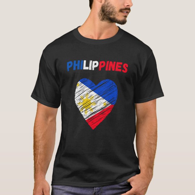 Camiseta Philippines Flag Holiday Philippines Heart Filipin (Frente)