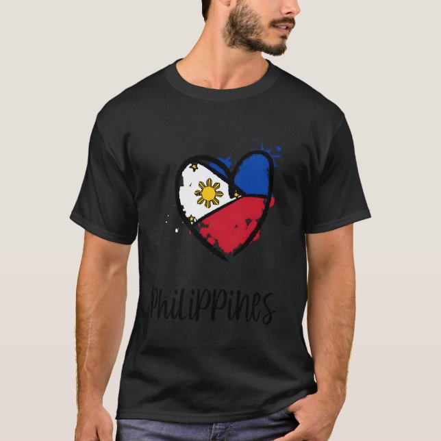 Camiseta Philippines Heart Artwork Kawaii Asia Minimal Fili (Frente)