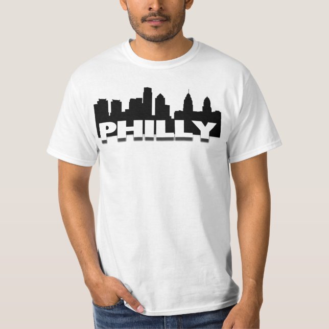Camiseta Philly Skyline em um Tee Básico (Frente)