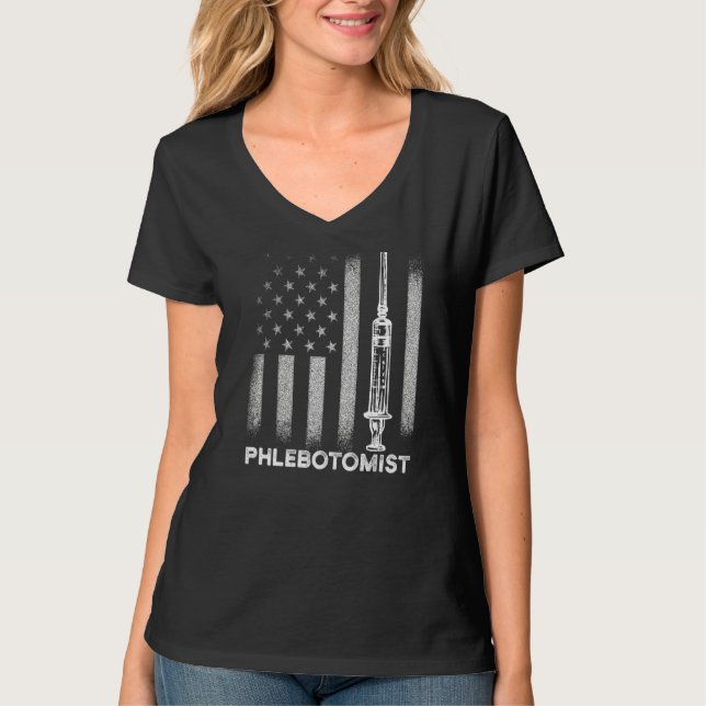 Camiseta Phlebotomist Agulha Flag Phlebotomy Technician 2 (Frente)