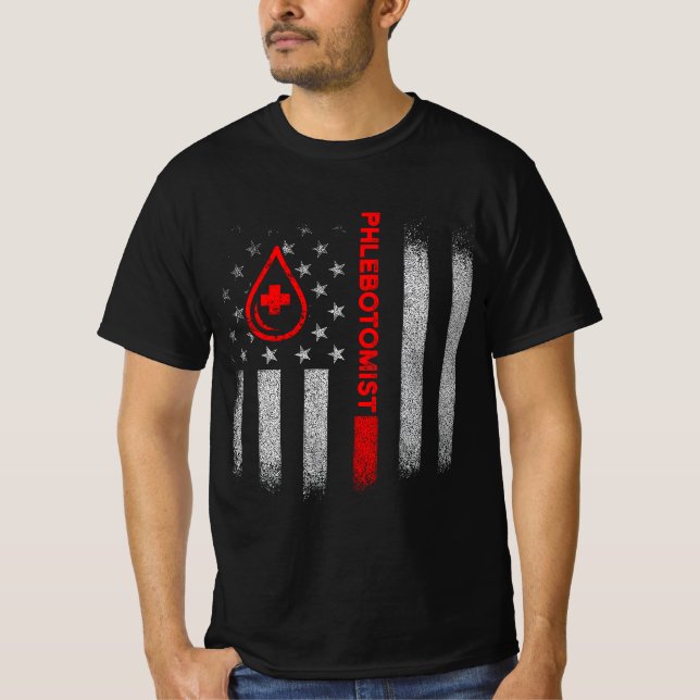 Camiseta Phlebotomist American Flag Phlebotomy Technician B (Frente)