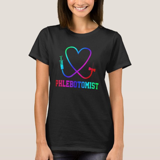 Camiseta Phlebotomy Rainbow Butterfly Agulha Seringa Phlebo (Frente)