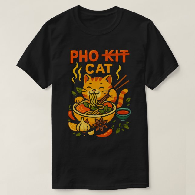 Camiseta Pho Cat Noodle Burst (Frente do Design)