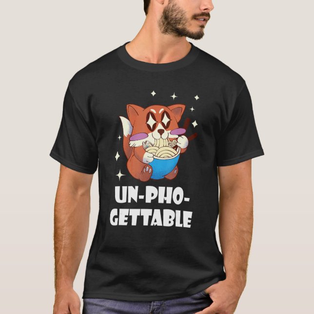 Camiseta Pho Inesquecível Comida Trocadilho Raposa Macarrão (Frente)