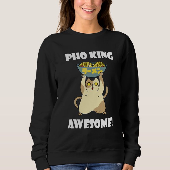 Camiseta Pho King Cat Comida Asiática Tigela de Pho Macarrã (Frente)