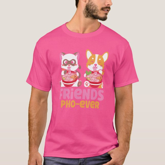 Camiseta Pho Soup Amigos Pho Ever Gatos Comendo Pho (Frente)