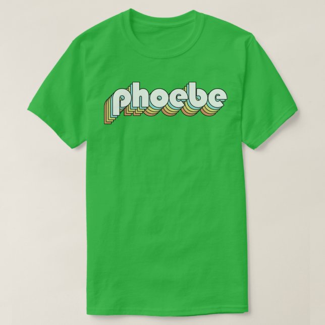 Camiseta Phoebe Retro Rainbow Tipografia Estilo Desvanecido (Frente do Design)