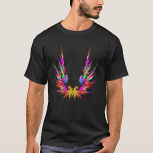 Camiseta Phoenix - arte fractal colorida a preto