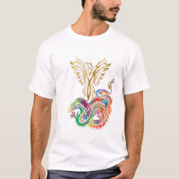 Phoenix e o Dragão Oriental Ying Yang Design