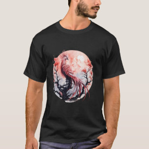 Camiseta Phoenix Moon Fire - Pássaro Sakura Árvore Mythica