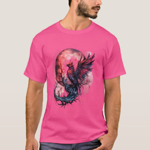 Camiseta Phoenix Moon Fire - Pássaro Sakura Árvore Mythica