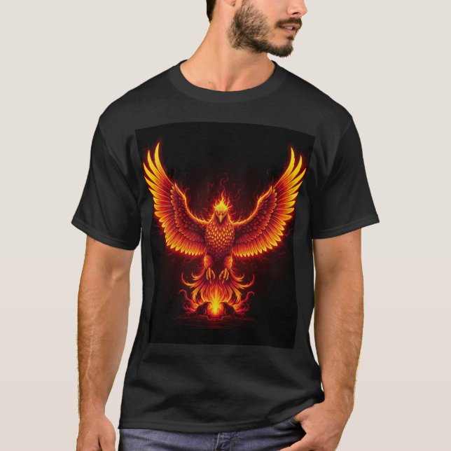 Camiseta Phoenix Rebirth – Fiery Mythical Bird Rising from  (Frente)
