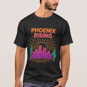 Camiseta Phoenix Rising Neon City – Deserto Retro Synthwave