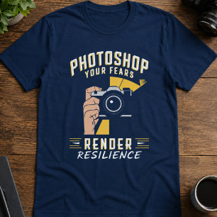 Camiseta Photoshop Seus Medos Render Resiliência Arte de Câ