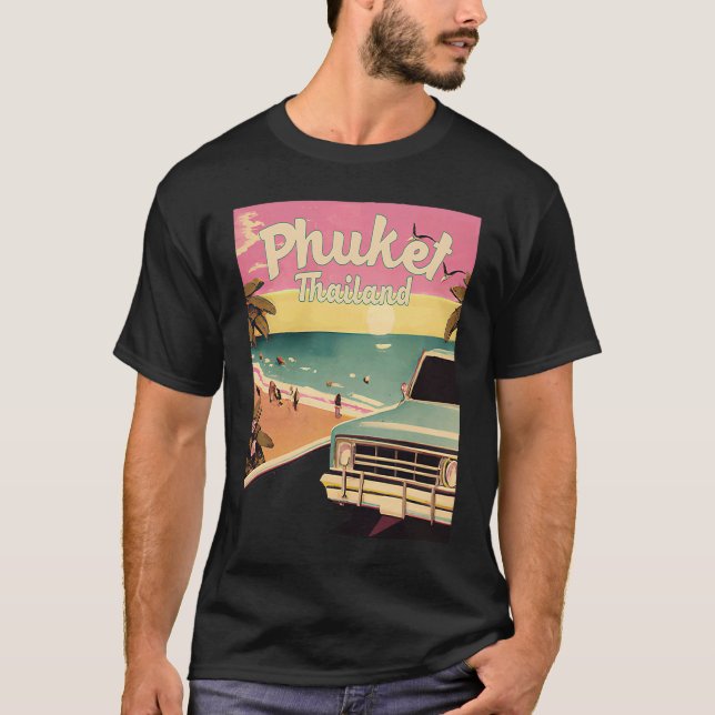 Camiseta Phuket Retro Beach Vacation Souvenir Phuket Thaila (Frente)