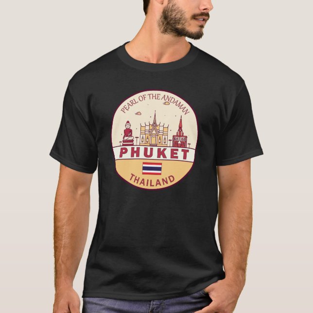 Camiseta Phuket Thailand City Skyline Emblem (Frente)