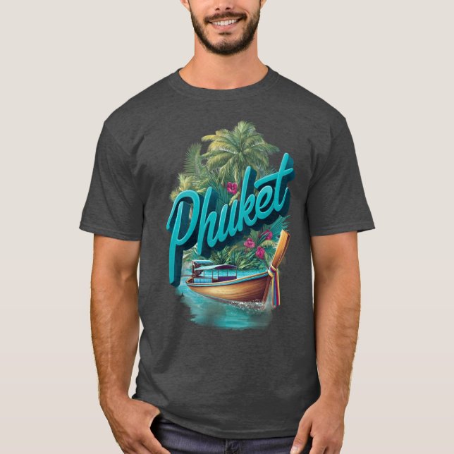 Camiseta Phuketropicalhailand design with longtail boat fun (Frente)