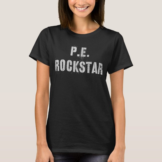 Camiseta Phys Ed Professor I Preferir P E ROCKSTAR De Volta (Frente)