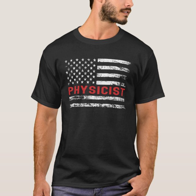 Camiseta Physicist USA Flag Profession Retro Job Title (Frente)