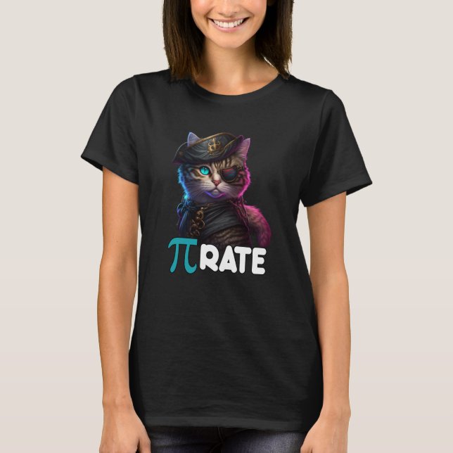 Camiseta Pi Day Pirate Cat Math Science Teacher Pi Rate 3 1 (Frente)