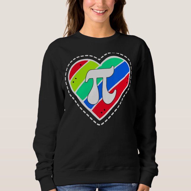 Camiseta Pi Day Rainbow Heart Professora De Matemática (Frente)
