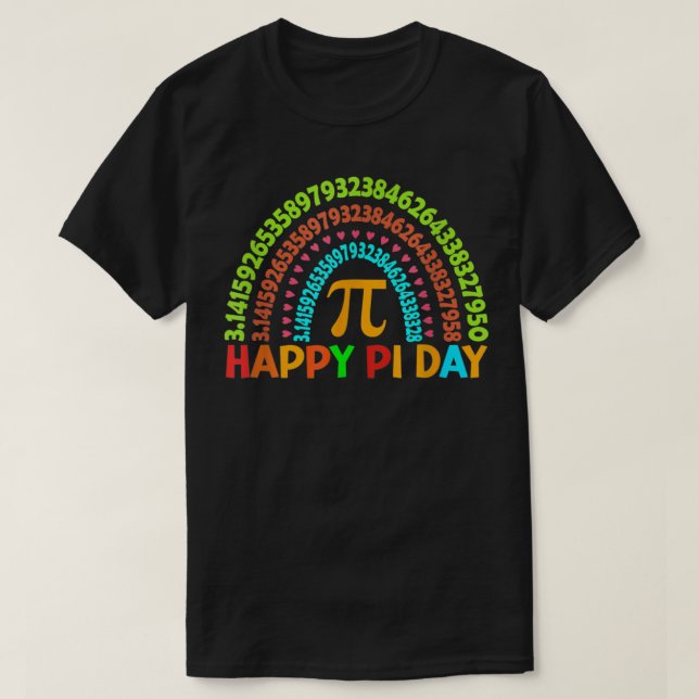 Camiseta Pi Rainbow Math Professora Mathemer Graph Dia PI  (Frente do Design)