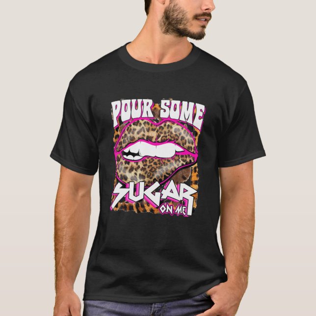 Camiseta Pia Rosa Quente-Leopardo Engraçada Um Pouco De Açú (Frente)