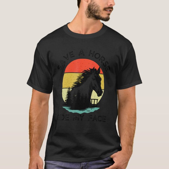 Camiseta Piada Adulto Cavalo Salva Um Cavalo Encoste Minha  (Frente)
