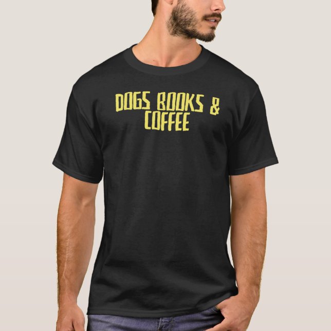 Camiseta Piada Cães Sarcásticos Livros e Café (Frente)