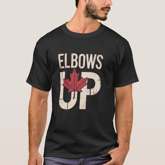 Camiseta Piada Canadá Meme Cotovelos Acima (Frente)