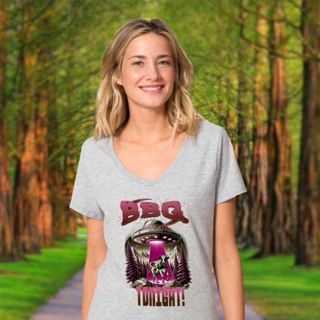 Camiseta Piada de Abdução de Vaca no Churrasco Alienígena (Criador carregado)