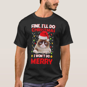 Camiseta Piada de Canhão de Gato de Natal Grumado
