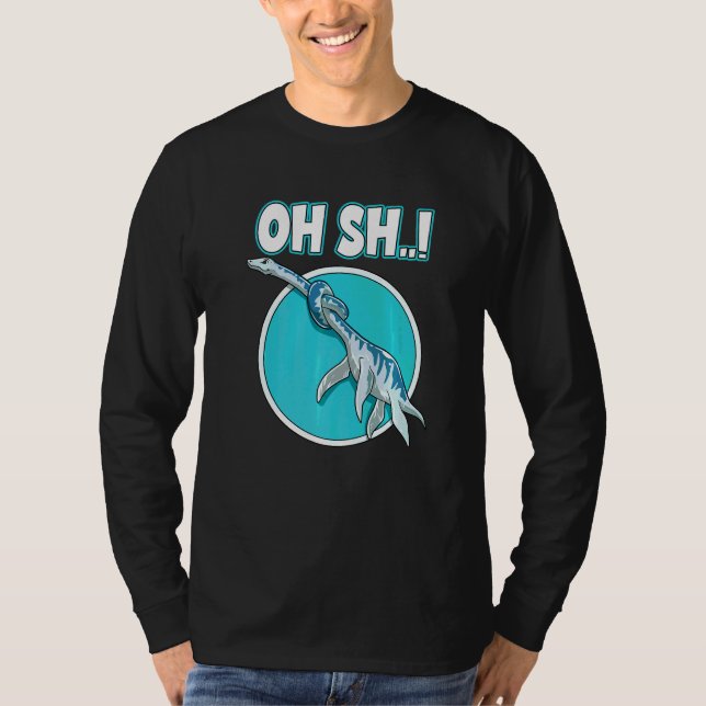 Camiseta Piada de Dinossauro Nó Elasmosaurus Amarrado Humor (Frente)