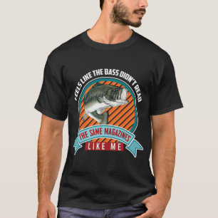 Camiseta Piada de Motivo de Peixe Basso Revistas de Pesca