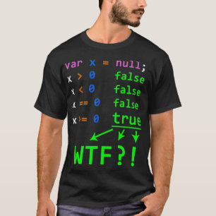 Camiseta Piada de Programação Javascript com valor nulo par