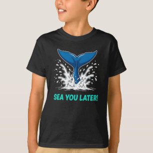 Camiseta Piada do Oceano Divertida Até Mais Baleia Rabo de 