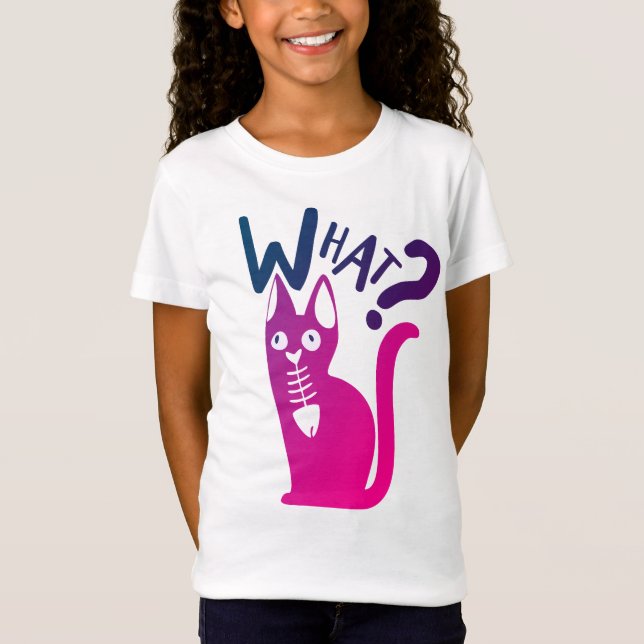 Camiseta Piada Engraçada de Gato Gradiente Rosa Vermelho Mí (Frente)