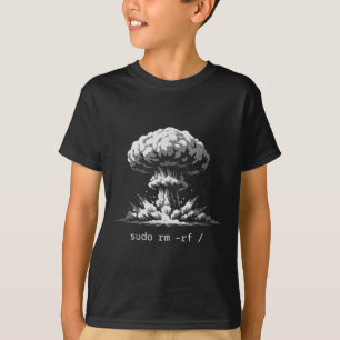 Camiseta Piada engraçada de terminal sudo rm -rf barra hack