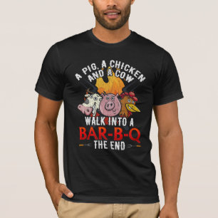 Camiseta Piada Engraçado CHURRASCO Porco Chicken Chicken H