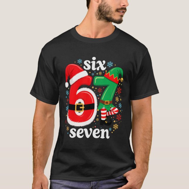 Camiseta Piada Meme Seis Sete 67 Elfo 6 7 Papai Noel Natal  (Frente)