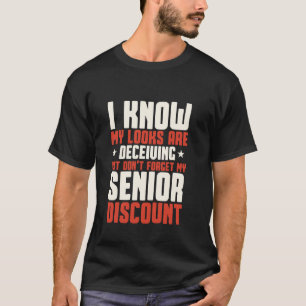 Camiseta Piada Sarcasmo Não Esqueça Meu Desconto de Idoso I
